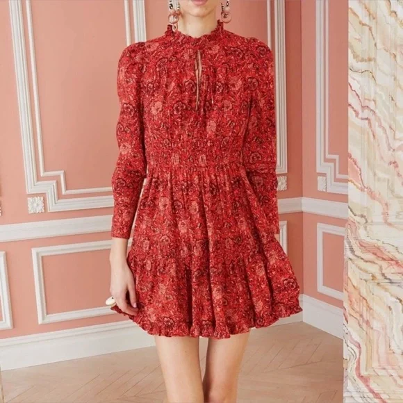 Ulla Johnson Mini Long-Sleeve Ruffle Liv Dress Sz 12 - Picture 1 of 7